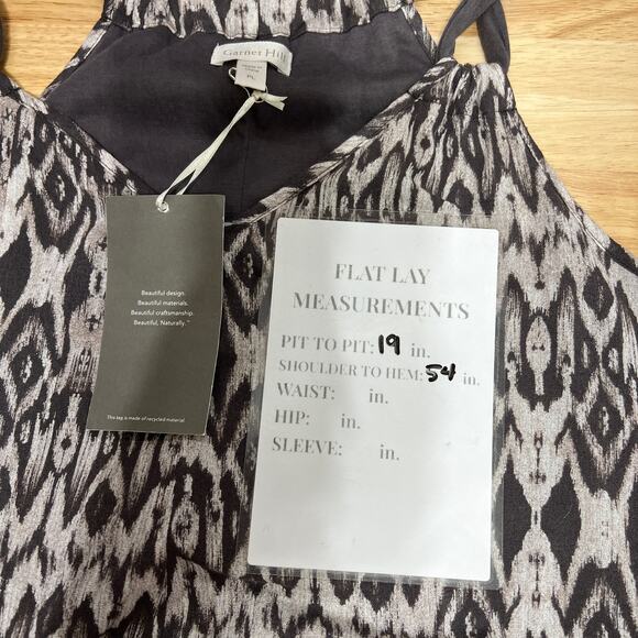 NWOT Garnet Hill Halter Dress Women's PL Gray Brown Cat Eye Print Maxi Dress - Picture 8 of 8